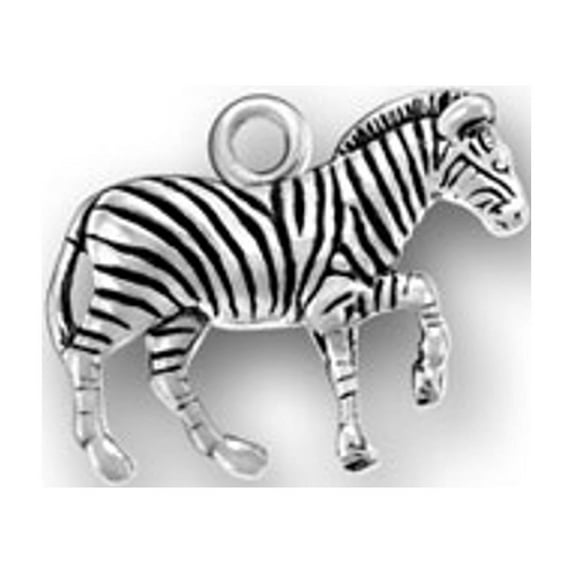Sterling Silver 16" .8mm Box Chain 3D Zebra Raised Leg Pendant Necklace