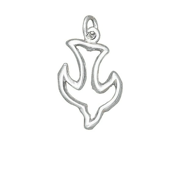 Sterling Silver 16" .8mm Box Chain Cutout Descending Dove Outline Pendant Necklace