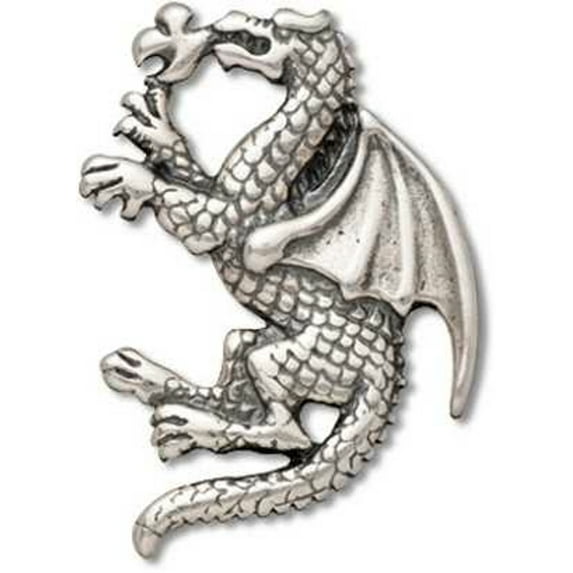 Sterling Silver 16" .8mm Box Chain Fantasy Fire Breathing Winged Dragon Pendant Necklace