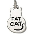 thumbnail image 1 of Sterling Silver 16" .8mm Box Chain Fat Cat Words On Sitting Cat Silhouette Pendant Necklace, 1 of 2