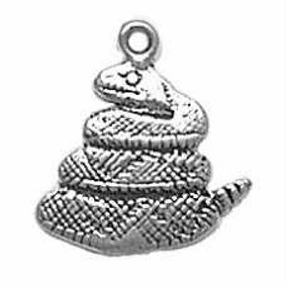 Sterling Silver 16" .8mm Box Chain Flat Rattlesnake Pendant Necklace
