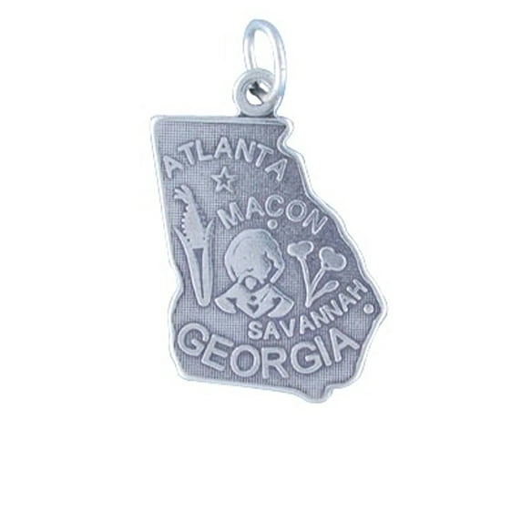Sterling Silver 16" .8mm Box Chain GEORGIA State Pendant Necklace