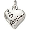 thumbnail image 1 of Sterling Silver 16" .8mm Box Chain I Love Quilting Heart Pendant Necklace, 1 of 2