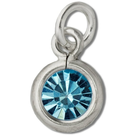Sterling Silver 16" .8mm Box Chain March Birth Month Rhinestone Pendant Necklace