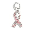 thumbnail image 1 of Sterling Silver 16" .8mm Box Chain Pink Crystal Breast Cancer Awareness Ribbon Pendant Necklace, 1 of 2