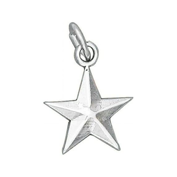 Sterling Silver 16" .8mm Box Chain Raised Star Pendant Necklace