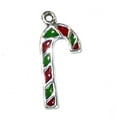 thumbnail image 1 of Sterling Silver 16" .8mm Box Chain Red And Green Striped Christmas Candy Cane Pendant Necklace, 1 of 2
