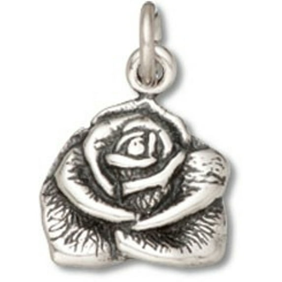 Sterling Silver 16" .8mm Box Chain Rose Bloom Pendant Necklace