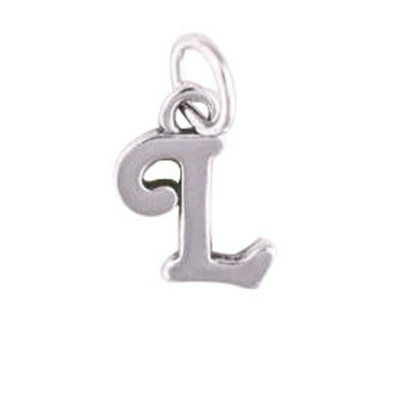 Sterling Silver 16" .8mm Box Chain Scrolled Letter L Pendant Necklace