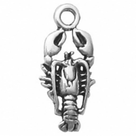 Sterling Silver 16" .8mm Box Chain Small Lobster Or Crawfish Pendant Necklace