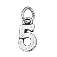 thumbnail image 1 of Sterling Silver 16" .8mm Box Chain Small Number Five 5 Pendant Necklace, 1 of 2