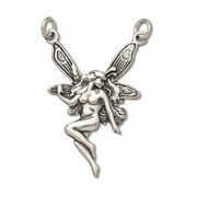 AUNTIE'S TREASURES Sterling Silver 16" .8mm Box Chain Winged Fairy Pendant Necklace