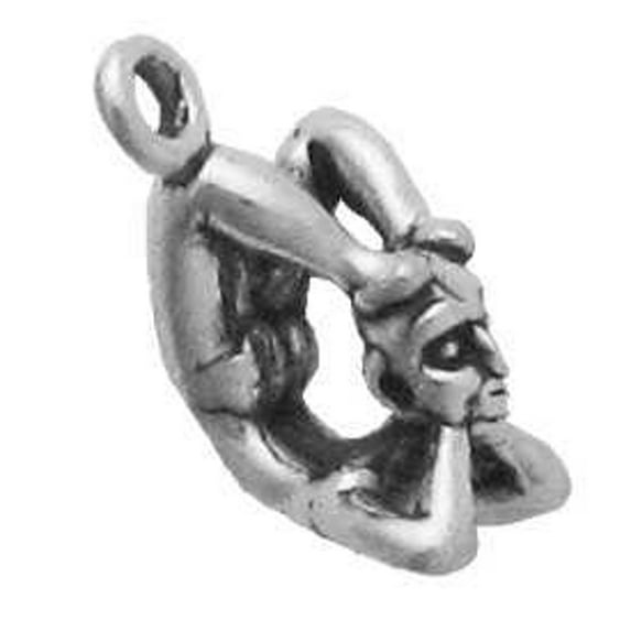 Sterling Silver 16" Unisex 1.5mm 3D Arched Back Gymnast Pendant Necklace Feet Touching Top Of Head