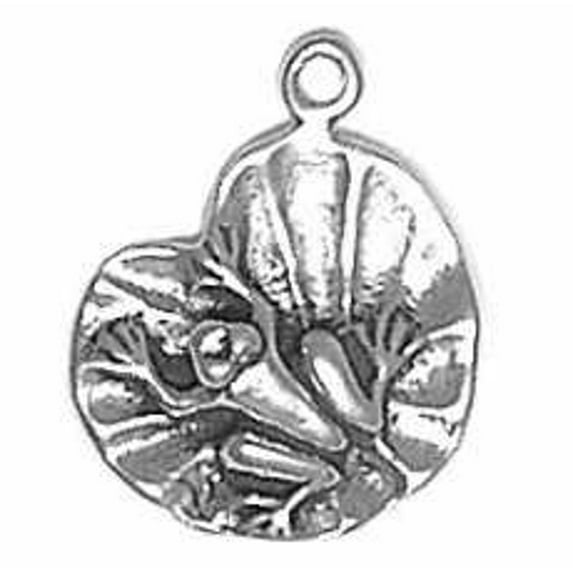 Sterling Silver 16" Unisex 1.5mm Box Chain 3D Frog Sitting On Lily Pad Pendant Necklace