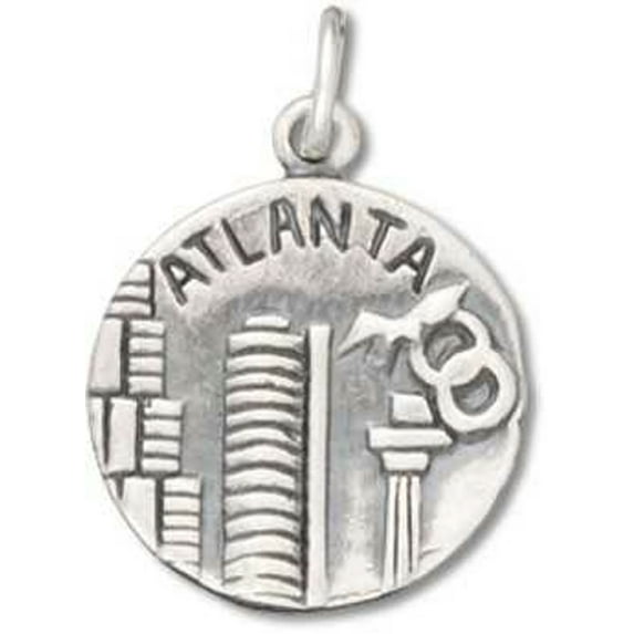 Sterling Silver 16" Unisex 1.5mm Box Chain City Of Atlanta The Big "A" Two Sided Pendant Necklace