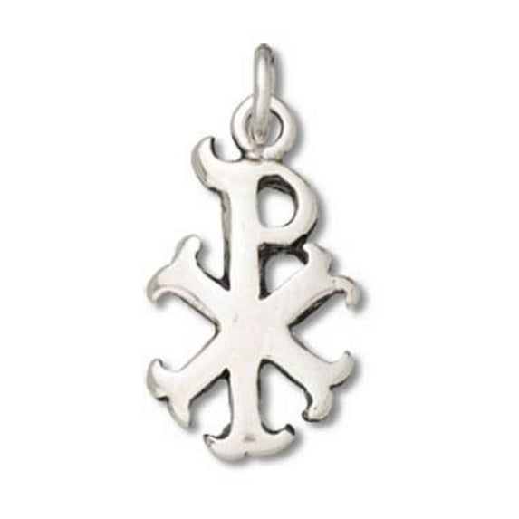 Sterling Silver 16" Unisex 1.5mm Box Chain Labarum Chi Rho Christ Authority Symbol Pendant Necklace