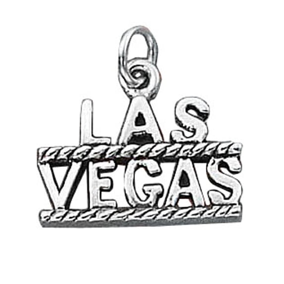 Sterling Silver 16" Unisex 1.5mm Box Chain Las Vegas Good Luck Pendant Necklace