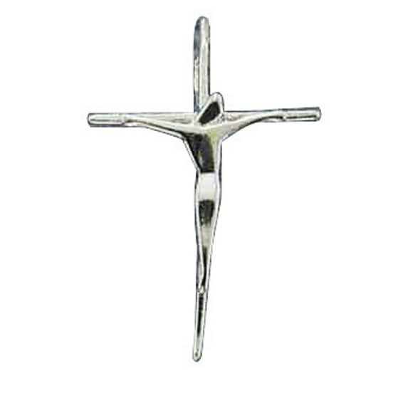 Sterling Silver 16" Unisex 1.5mm Box Chain Modern Christian Crucifix Pendant Necklace