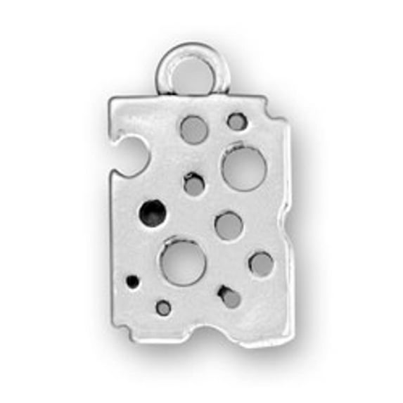 Sterling Silver 16" Unisex 1.5mm Box Chain Slice Of Swiss Cheese Pendant Necklace