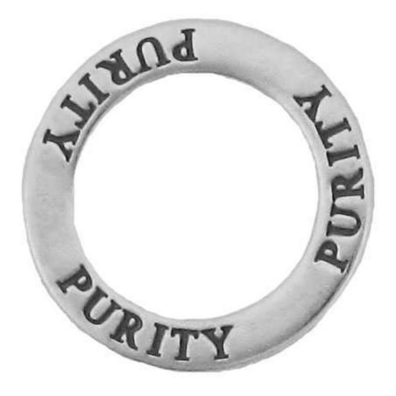 Sterling Silver 16" Unisex 1.5mm Two Sided PURITY Circle Shaped Affirmation Slide Pendant Necklace