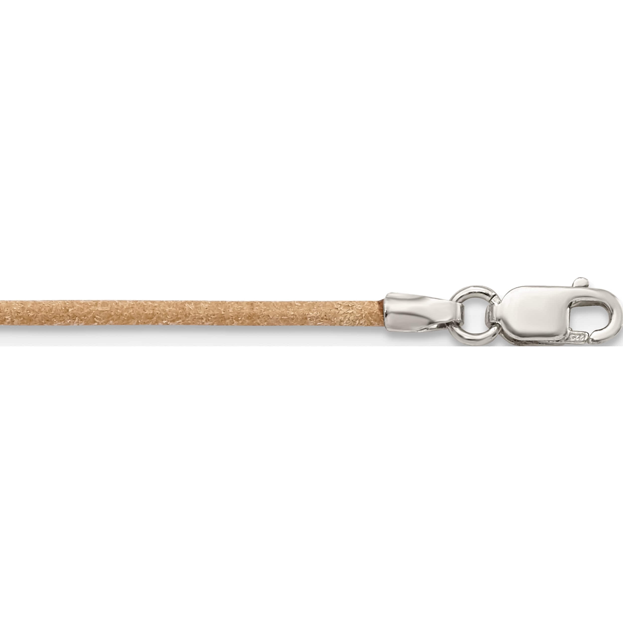Sterling Silver 16Inch 1.5mm Natural Leather Cord Necklace (16 X 1.5) Made In United States qg1305-16