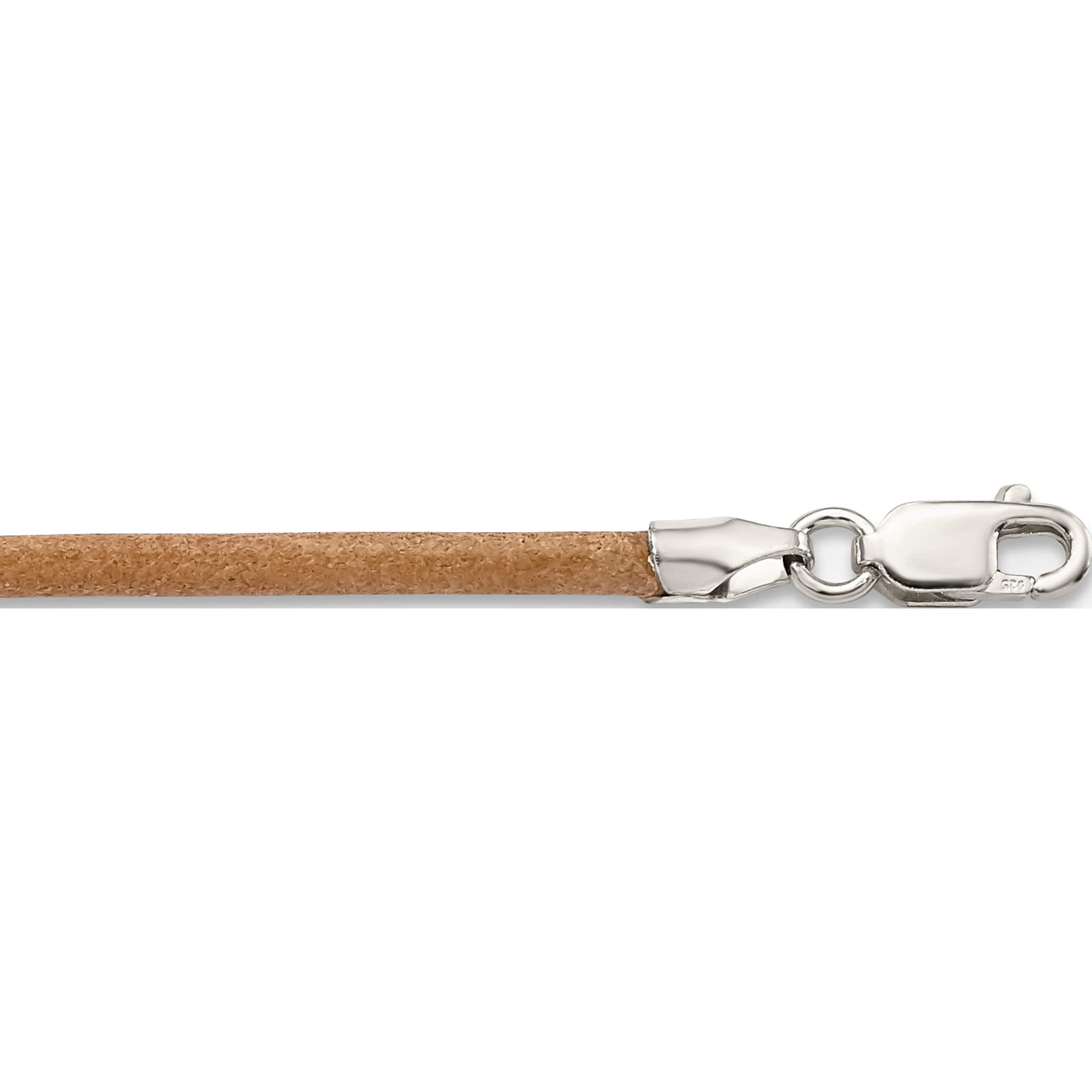 Sterling Silver 16Inch 2mm Natural Leather Cord Necklace (16 X 2) Made In United States qg1308-16