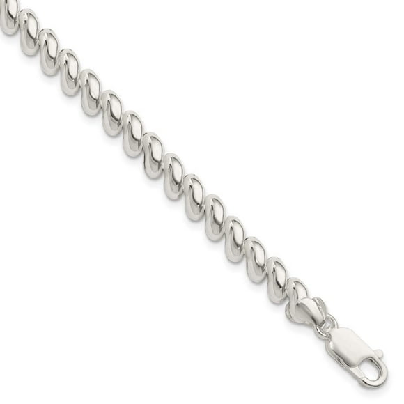 925 Sterling Silver Polished San Marco Bracelet 7.5 Inch Lobster Claw 7mm Wide - Link Bracelet for Women
