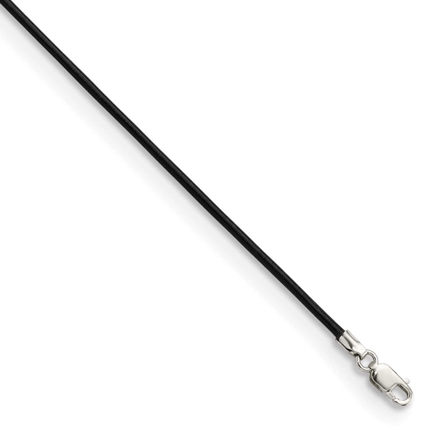 Sterling Silver 16inch 1.5mm Black Leather Cord Necklace QG1297