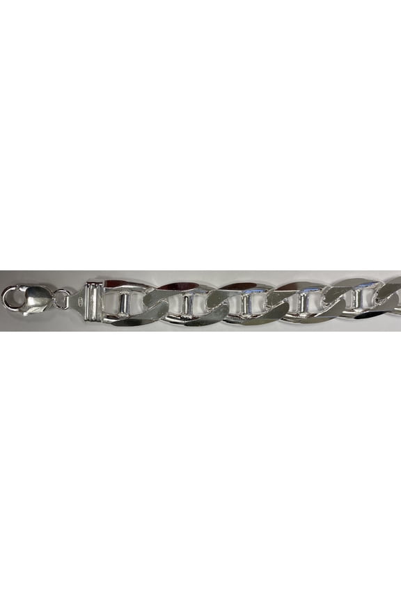 Sterling Silver 16mm Heavy Mariner Chain Cuban Flat Link 925 Italy Bracelet 8" Jewelry Female Unisex