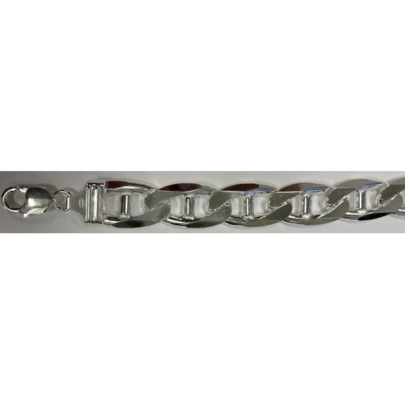 Sterling Silver 16mm Heavy Mariner Chain Cuban Flat Link 925 Italy Necklace 28" Jewelry Female