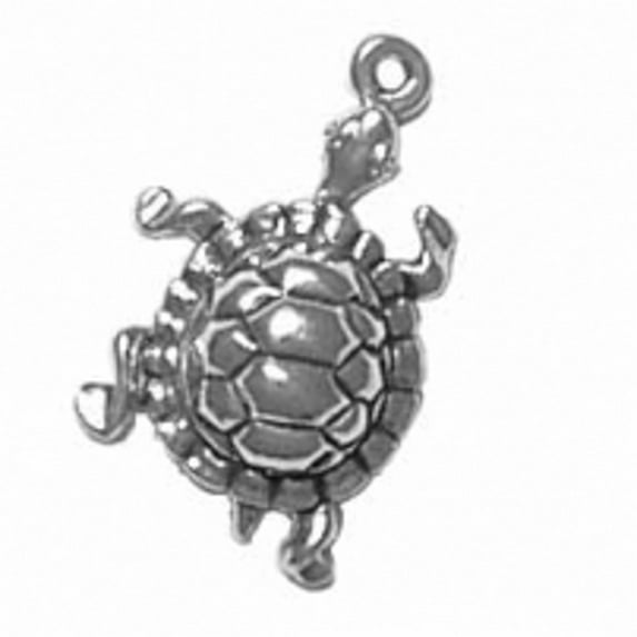Sterling Silver 18" 1.2mm Box Chain 3D Detailed Walking Hard Shell Box Turtle Pendant Necklace