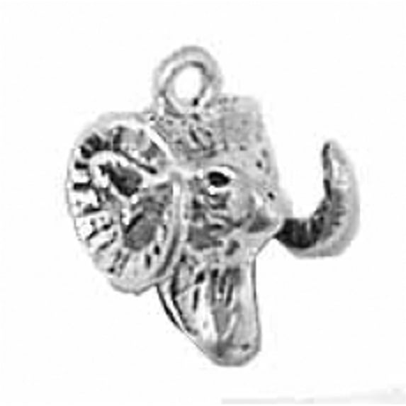 Sterling Silver 18" 1.2mm Box Chain 3D Horned Ram Sheep Head Pendant Necklace