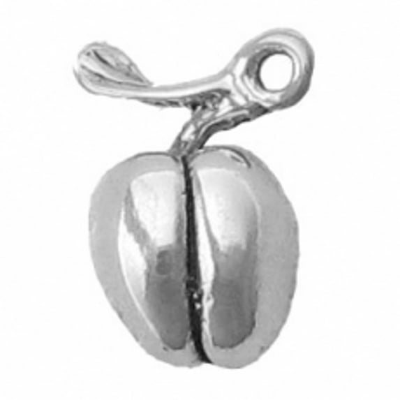 Sterling Silver 18" 1.2mm Box Chain 3D Peach Fruit Pendant Necklace