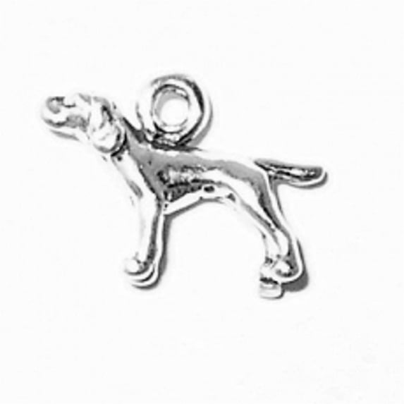 Sterling Silver 18" 1.2mm Box Chain 3D Small Pointer Dog Tail Out Breed Pendant Necklace