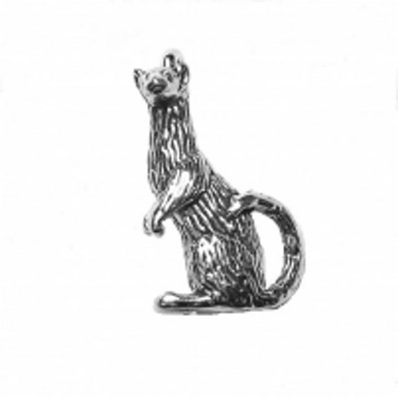 Sterling Silver 18" 1.2mm Box Chain 3D Standing Ferret Pendant Necklace