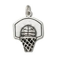 thumbnail image 1 of Sterling Silver 18" 1.2mm Box Chain Basketball In Hoop Pendant Necklace, 1 of 2