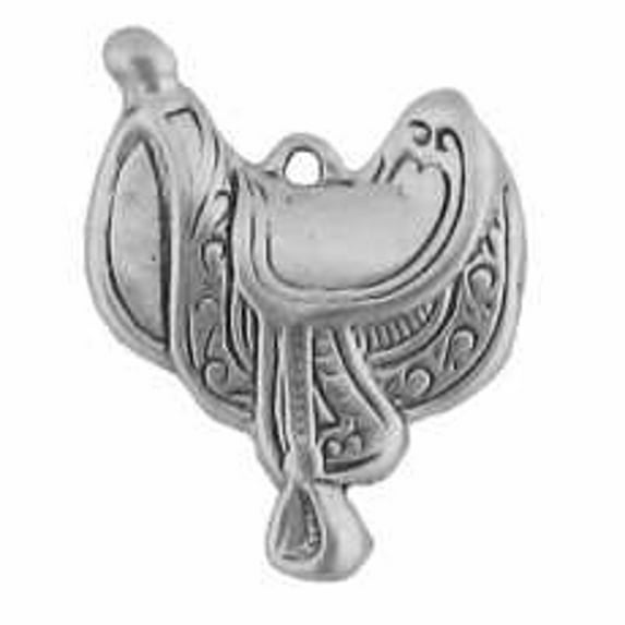 Sterling Silver 18" 1.2mm Box Chain Cowboy Horse Saddle Stirrups Pendant Necklace