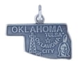 thumbnail image 1 of Sterling Silver 18" 1.2mm Box Chain OKLAHOMA State Pendant Necklace, 1 of 2
