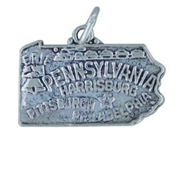 Sterling Silver 18" 1.2mm Box Chain PENNSYLVANIA State Pendant Necklace