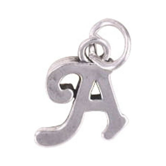 Sterling Silver 18" 1.2mm Box Chain Scrolled Letter A Pendant Necklace
