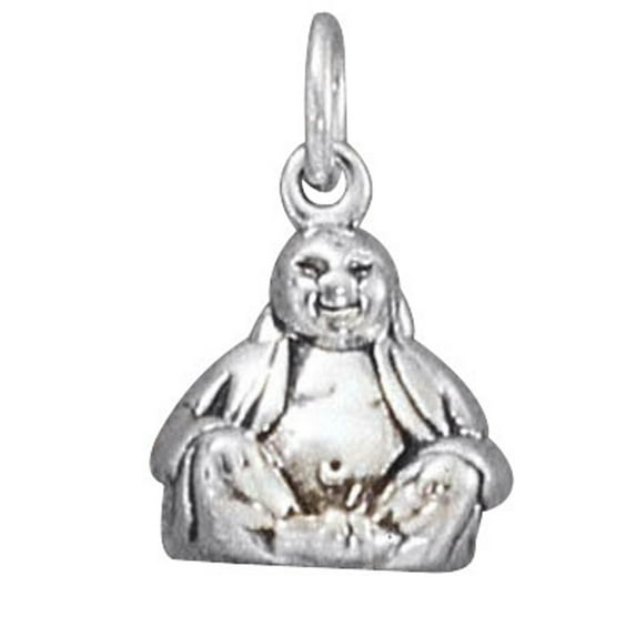 Sterling Silver 18" 1.2mm Box Chain Small Buddha Pendant Necklace