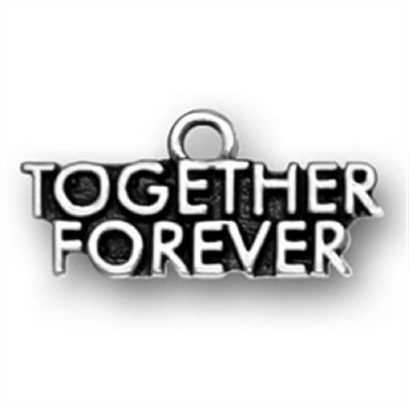 Sterling Silver 18" 1.2mm Box Chain Together Forever Message Pendant Necklace