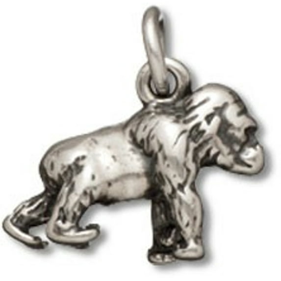 Sterling Silver 18" 1mm 3D Blackback SilverBack Gorilla Great Ape Pendant Necklace