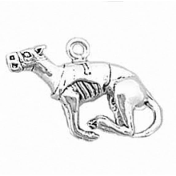 Sterling Silver 18" 1mm 3D Greyhound Dog #1 Racing At Race Track Pendant Necklace