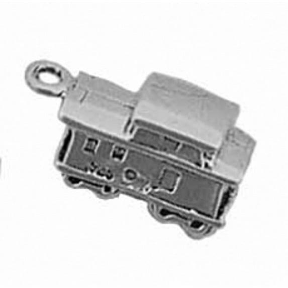 Sterling Silver 18" 1mm Box Chain 3D American Transport Caboose Railcar Pendant Necklace