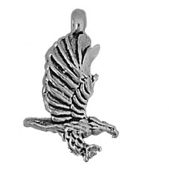 Sterling Silver 18" 1mm Box Chain 3D Flying Eagle Claws Pendant Necklace