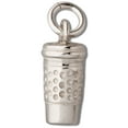 thumbnail image 1 of Sterling Silver 18" 1mm Box Chain 3D Hot Coffee Drink To Go Container Pendant Necklace, 1 of 2