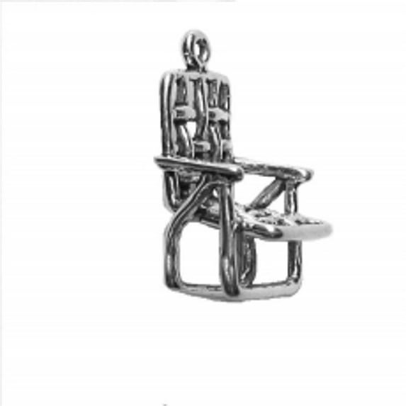 Sterling Silver 18" 1mm Box Chain 3D Open Lawn Chair Pendant Necklace