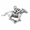 thumbnail image 1 of Sterling Silver 18" 1mm Box Chain 3D Race Horse And Jockey Rider Pendant Necklace, 1 of 2