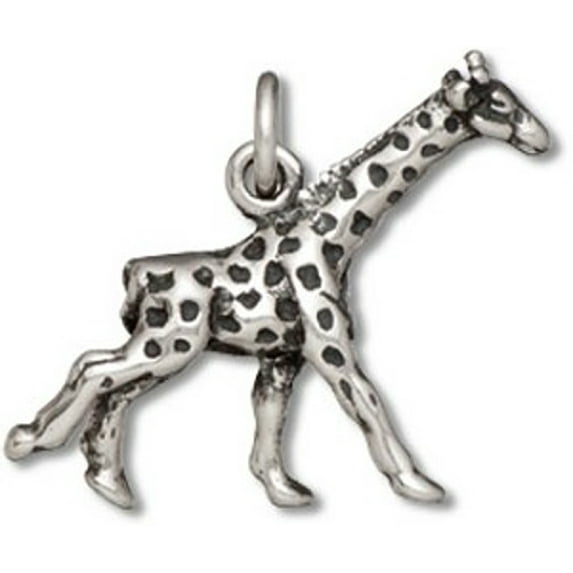 Sterling Silver 18" 1mm Box Chain 3D Running Giraffe Pendant Necklace